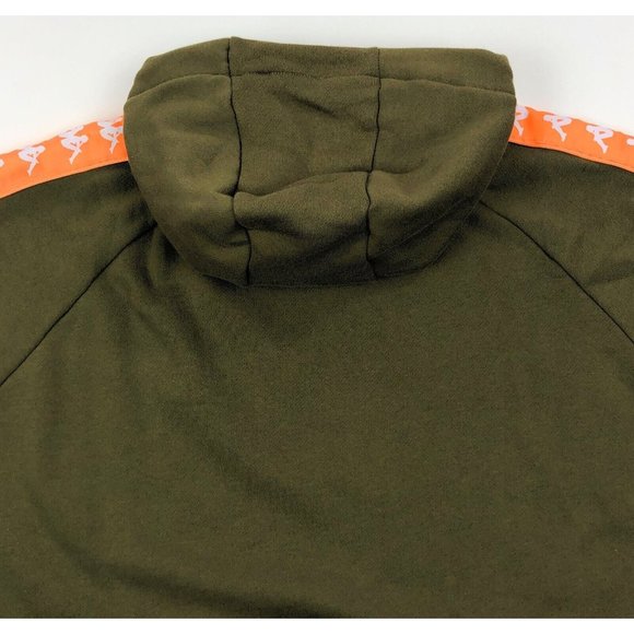 Kappa 222 Banda Hurtado 2 Men 3XL Olive Green Orange Hoodie Sweatshirt Logo Tape - Picture 11 of 12